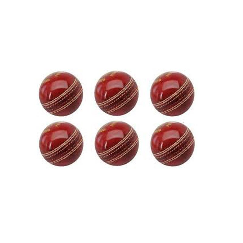 RedMax Leather Cricket Ball 2 Piece, Set of 6 (Red) Standard Size - Image 1