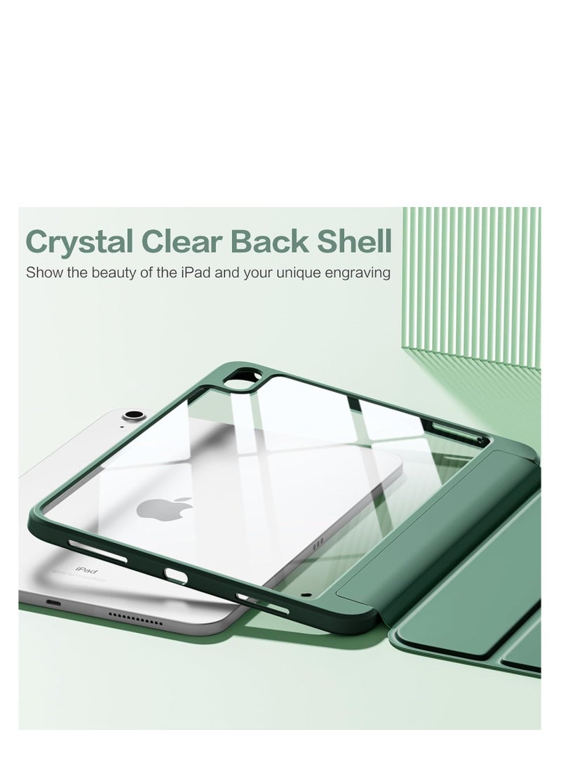 Case Compatible with iPad (A16) 11th Generation 2025/10.9 with Pencil Holder, Smart Trifold Cover with Soft TPU, Auto Wake/Sleep, Clear green