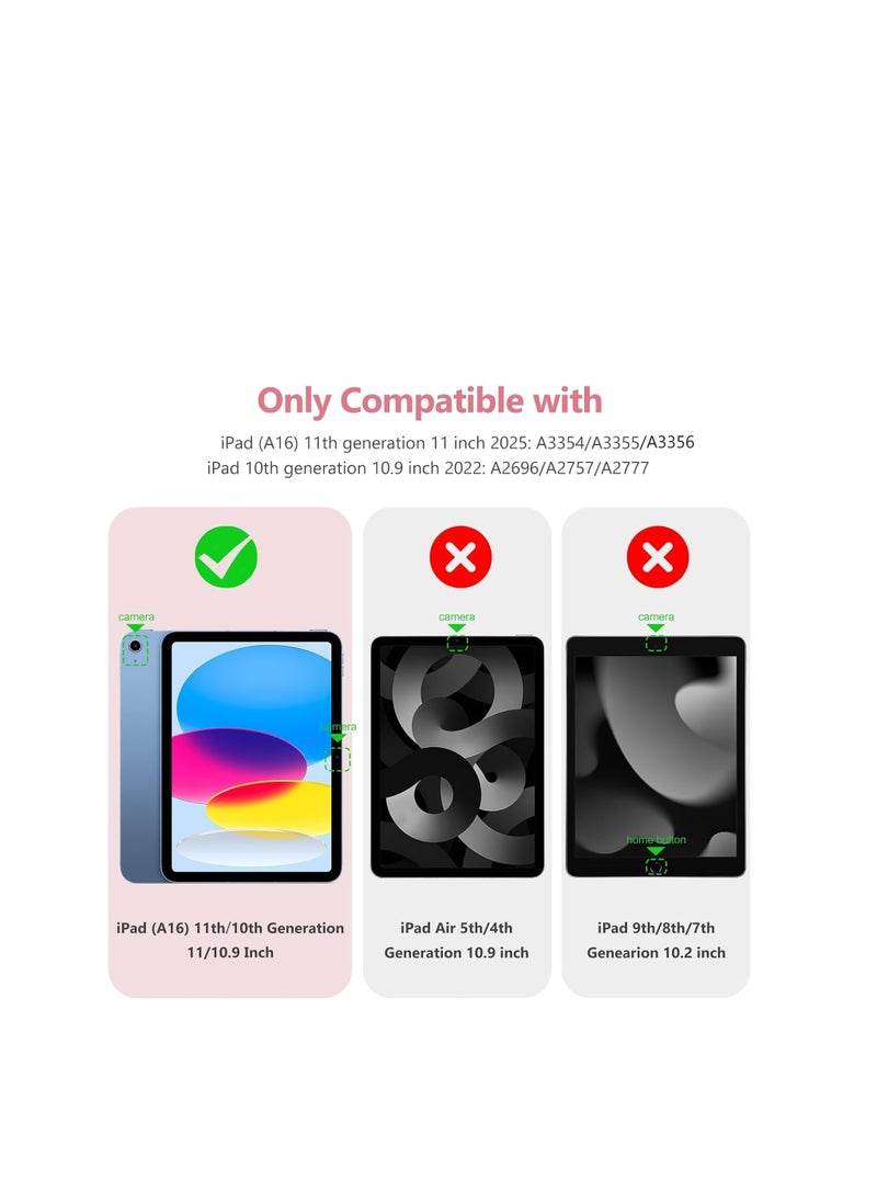 Case Compatible with iPad (A16) 11th Generation 2025/10.9 with Pencil Holder, Smart Trifold Cover with Soft TPU, Auto Wake/Sleep, Clear green