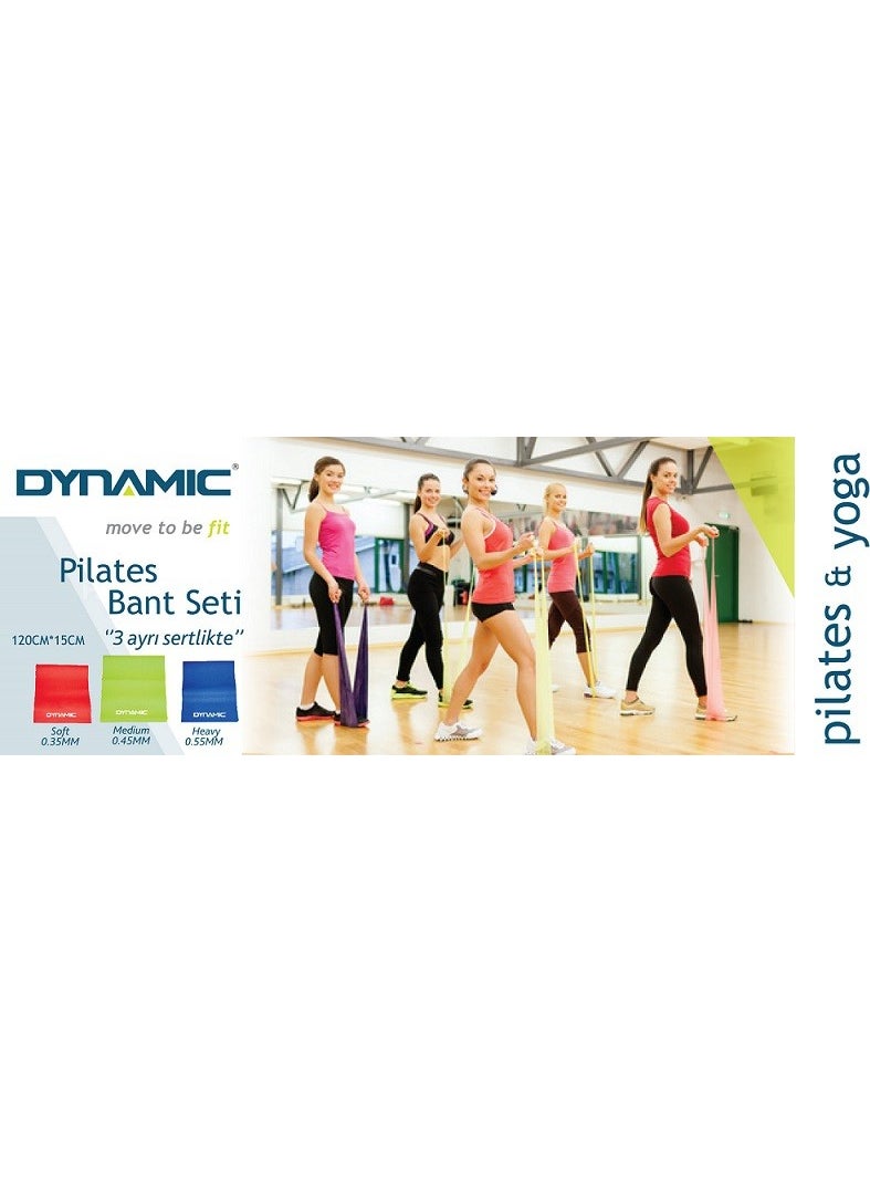 Dynamic 3-Piece Pilates Band Set – 120x15cm – 3 Different Hardnesses  - Image 3