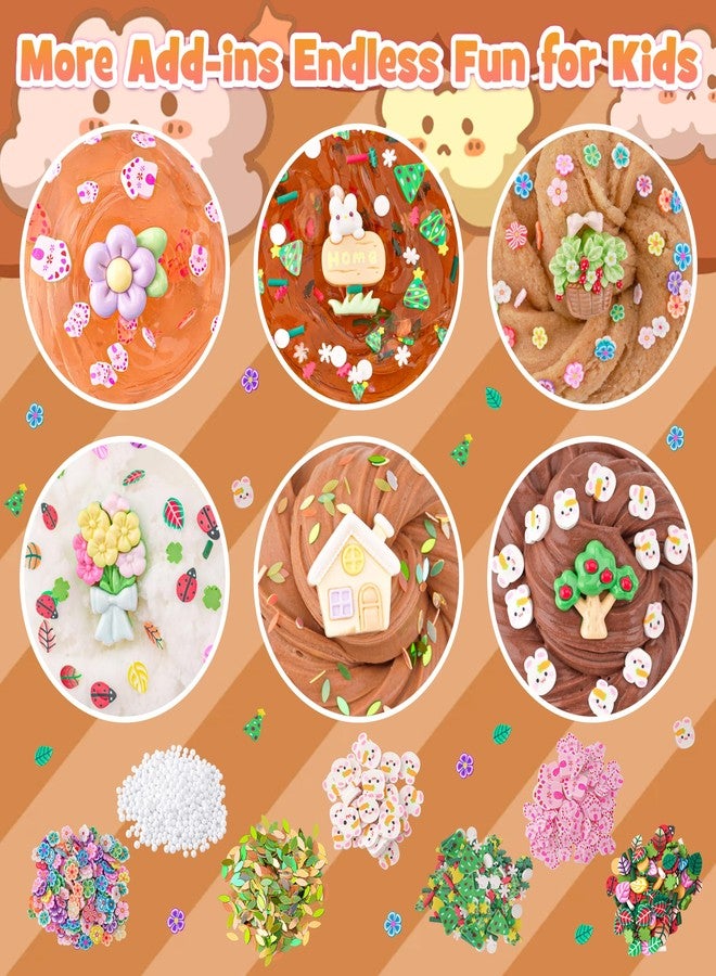 LAWOHO 6 Packs Gradient Brown Slime Kit - Cloud Slime, Butter Slime & Clear Slime, Crunchy Slime for Kids with Various Slime Add-ins, Non Stick Slime Party Favors for Girls & Boys, 360ml Kids Slime (Garden) - Image 3