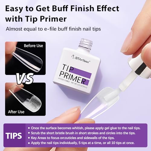 BTArtbox Nail Glue & Primer Set - 2 x 0.5 Fl Oz Acrylic French Ballerina Nail Gel, Long Lasting Super Strong 4 in 1 UV Nail Gel for Press On Nails - Image 5