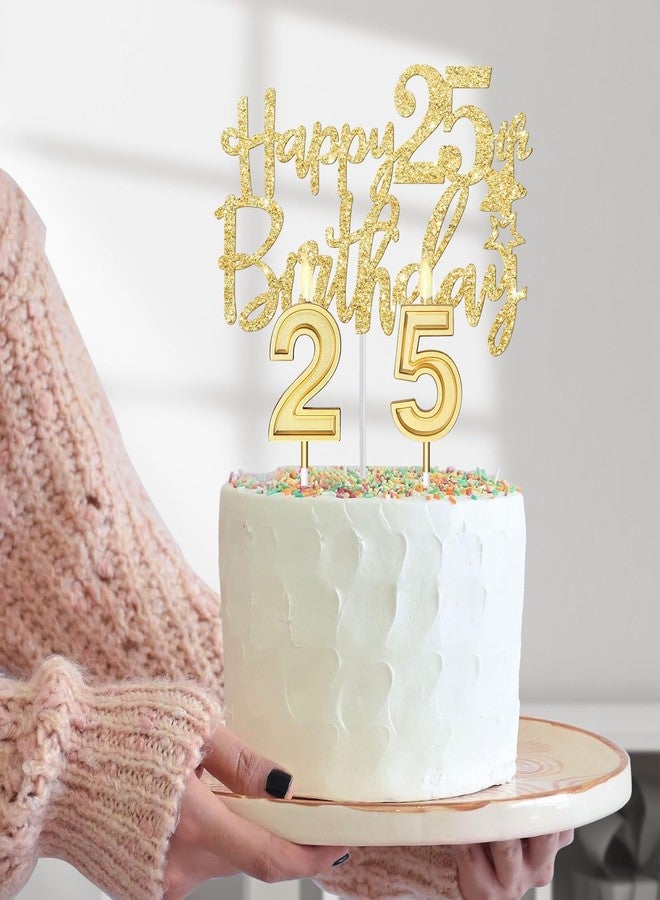 YeohJoy 25th Birthday Decorations for Women Gold - Sash, Crown, Cake Topper, Candles, Number Balloons, Gifts and Party Favor Supplies - Image 4