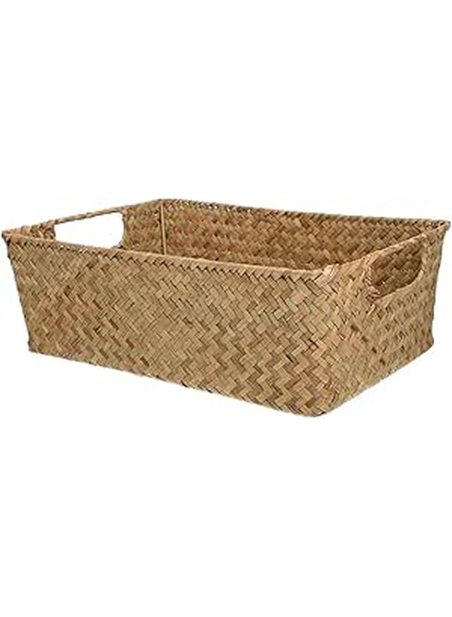 سلة خبز منسوجة 36x26x12 سم من خوص طبيعي منظم تخزين للمطبخ لطاولة العمل - Image 1