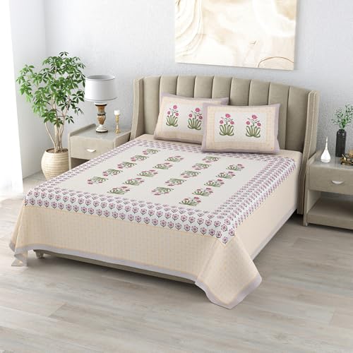 DE CAMA Since 1997 | 100% Cotton 300 TC Premium Super King Size Bedsheet for Double Bed (108 x 108 Inch) with 2 Pillow Covers Set (17 x 27 Inch) Designer Printed Bedsheet Set - Heritage, Multicolor - Image 2