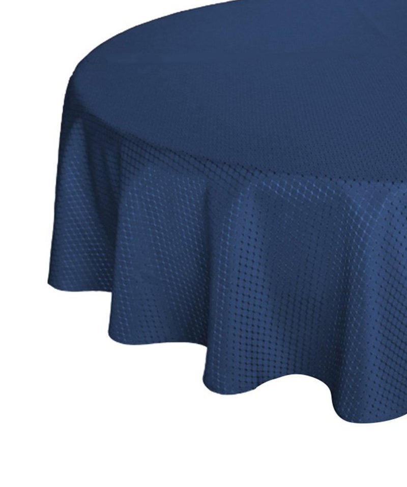 Tektrum Heavy Duty 70 inch Round Elegant Waffle Weave Check Jacquard Tablecloth Table Cover - Waterproof/Stain Resistant/Spill Proof - Great for Dinner  Banquet  Parties  Wedding (Navy Blue) - Image 3