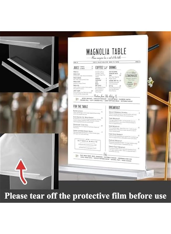 TRASSLE Acrylic Sign Holder 5 Pack, A4 Double Sided Clear Display Stand Table Top Sign Paper Holder, Vertical Menu Flyer Holder, Plastic Sign Frame for Stores, Restaurants, Hotels, Office  - Image 5