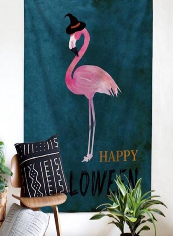 Pink Flamingo Watercolor Beach Towel Blue/Pink/Black - Image 2