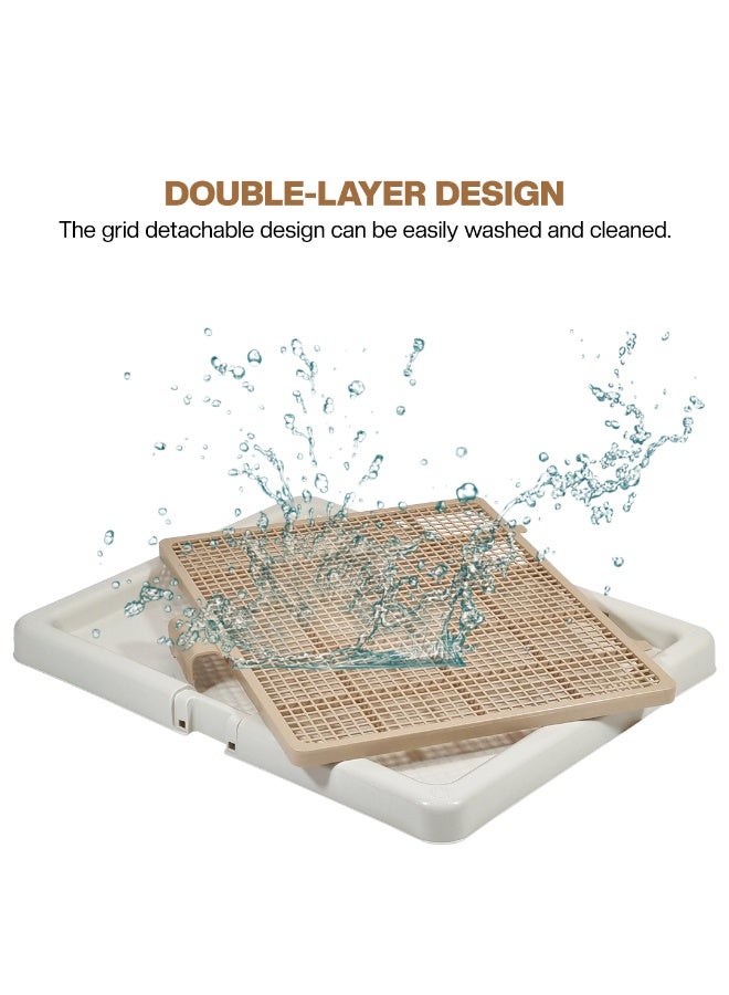 NNC PETS Dog toilet tray with Removable plastic grid and Anti-slip base, Leak-resistant puppy potty training pad holder for Small to Medium dogs, Ideal for Indoor/Outdoor use, 66 cm (Beige) - Image 4