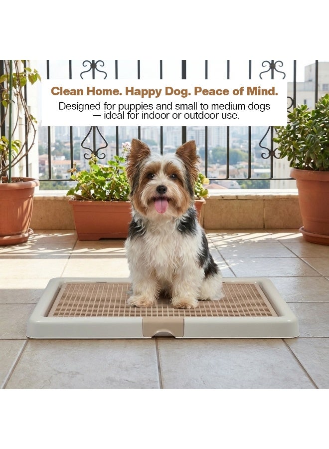 NNC PETS Dog toilet tray with Removable plastic grid and Anti-slip base, Leak-resistant puppy potty training pad holder for Small to Medium dogs, Ideal for Indoor/Outdoor use, 66 cm (Beige) - Image 5