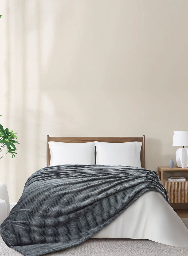 Donetella Fleece Blanket, King Size 210x240 cm, 300 GSM, Waffle Texture - Lightweight Ultra Soft & Warm Solid Throw Blanket, Cozy  for Sofa, Bed & Couch  - Image 1