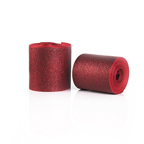 David accessories Holographic Solid Shiny Glitter Grosgrain Ribbon 3" Wide for Handmade Hair Bow Clip Accessories and Festival Wedding Party Birthday Bridal Shower Decoration (5 Yards, Red) - Image 2