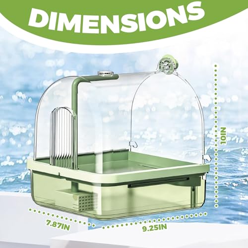 DINTSTYLE Parrot Bathtub, Bird Shower Bath, Hanging Bird Bath for Cage, Automatic Bird Bath Shower for Cage, Indoor Cage Accessories for Parakeets, Budgies, Cockatiels, Conure, Lovebird, Green A - Image 2