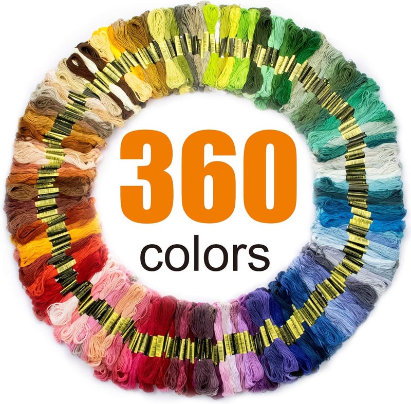 LOVIMAG Embroidery Thread Floss 360 Colors Skeins Friendship Bracelet String Making Bracelets Cross Stitch Kit Supplies Thin Yarn Sewing Patterns Cotton Strings Crochet Braces Wrap Rainbow Crafts - Image 1