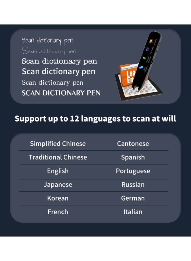 Scanning Translation Pen, OCR Digital Pen Scanner, 112 Languages Translation Device Dyslexia Reading Tool, for Meetings Learning Travelling, Book Reader, Dictionary Pen, Exam Reader Pen - Image 5
