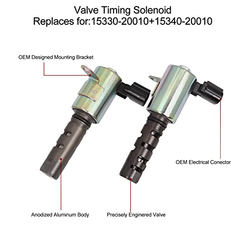 BLPextrm Engine Valve Variable Timing Solenoid Oil Control VVT Left Right for Toyota Camry Highlander Sienna Avalon Solara ES300 RX300 RX400h 3.0L 3.3L Replace 15330-0A010 15340-0A010 917-211 917-214 2PCS - Image 5