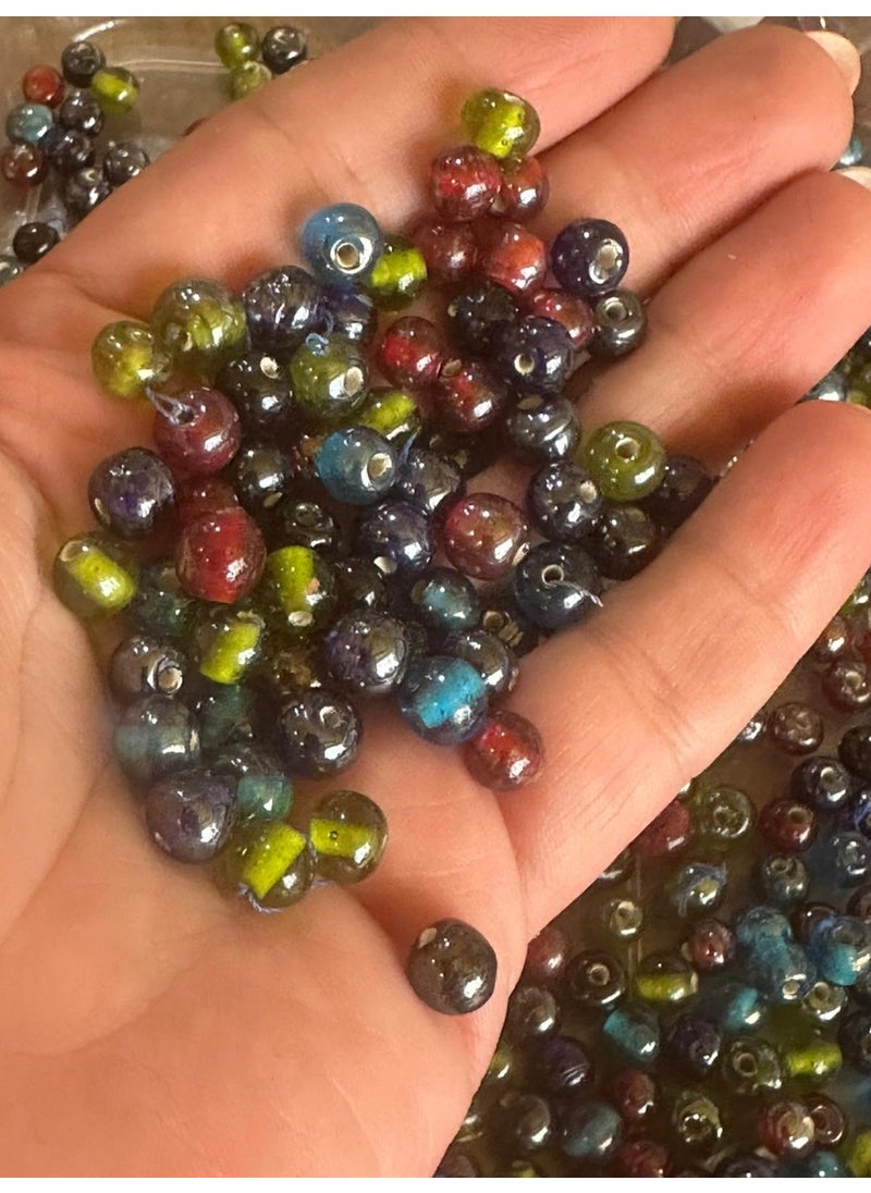 Gönülden Tasarım Heart Design 100 Pieces Colorful Hole Glass Beads  - Image 1