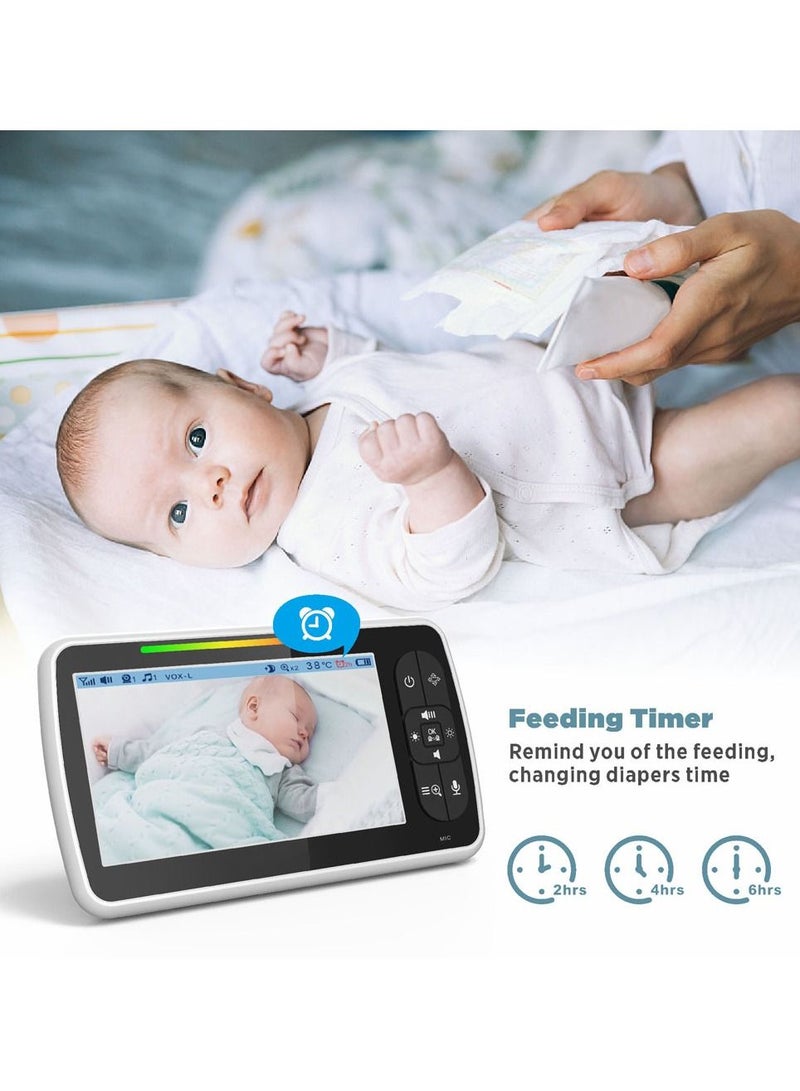 Crony جهاز مراقبة الأطفال TFT LCD مقاس 5 بوصات، شاشة كبيرة مقاس 5 بوصات، رؤية ليلية، صوت ثنائي الاتجاه، جهاز مراقبة الأطفال لاسلكيًا - Image 4