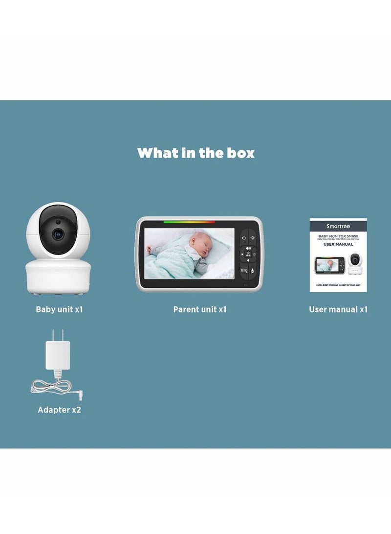 Crony جهاز مراقبة الأطفال TFT LCD مقاس 5 بوصات، شاشة كبيرة مقاس 5 بوصات، رؤية ليلية، صوت ثنائي الاتجاه، جهاز مراقبة الأطفال لاسلكيًا - Image 5