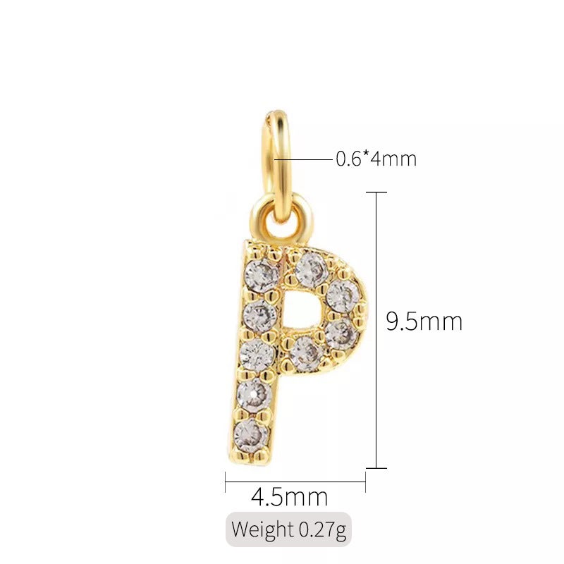 Exquisite simple micro inlaid zircon English 26 letter pendant necklace women 14k gold color pendant diy jewelry accessories H-10323（P）