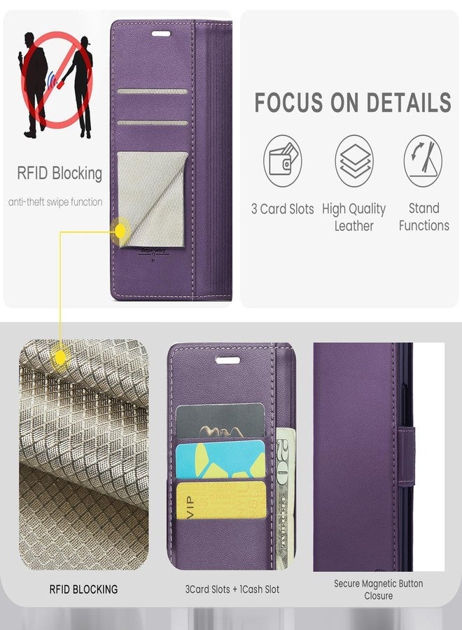 FLIPALM for Google Pixel 9 Pro XL 5G 6.8" Wallet Case with RFID Blocking Credit Card Holder, PU Leather Folio Flip Kickstand Protective Shockproof Cover Women Men for Pixel 9 Pro XL Phone case (Purple) - Image 3