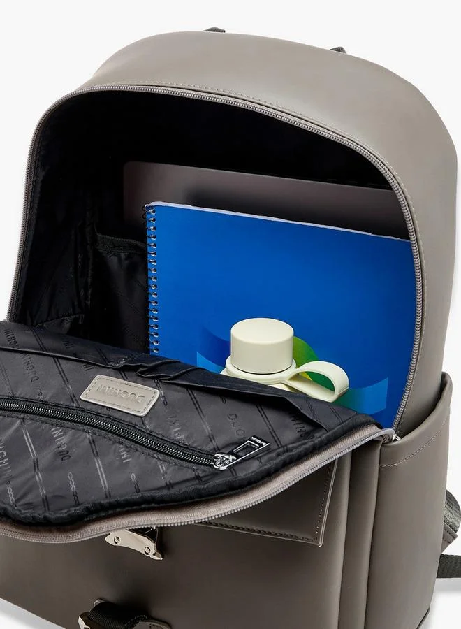 DUCHINI Solid Backpack with Adjustable Shoulder Straps - 31x17x43 cm