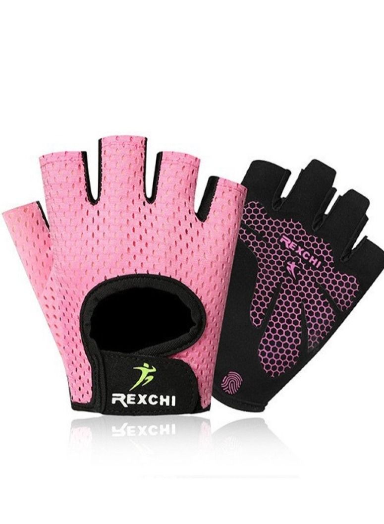 REXCHI Men's And Women's Half Finger Exercise  Cycling Anti-skid Breathable Gloves
