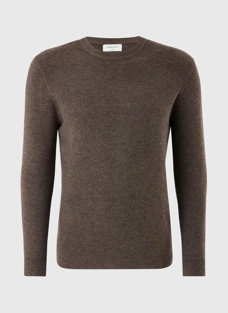 Matalan Brown Smart Ribbed Crew Neck Jumper