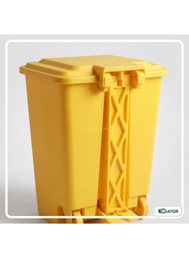 Gator Plastic Medical Waste Garbage Bin | Pedal Operated Covered Waste Bin for Clinic Hospital & Facility Use | 20L | Yellow - Image 5