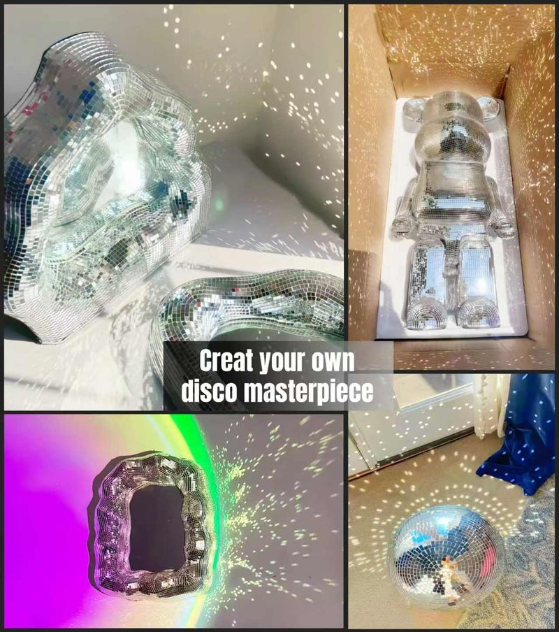AIVS Self Adhesive Mirror Mosaic Tiles Kit-22200 PCS 4x4 mm Glass Disco Mirror Tiles for Crafts - Disco Ball Decor,DIY Cowboy Hat,Mirror Frame Border and Art Collage,Crafts for Adults - Image 3