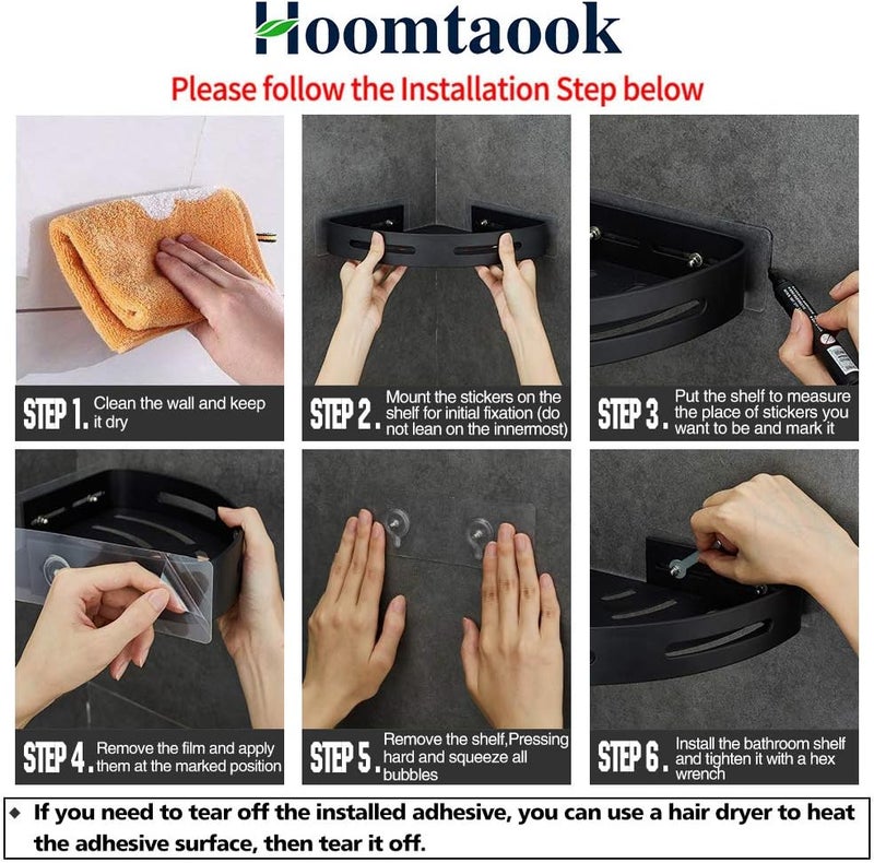 Hoomtaook Adhesive Corner Shelf Bathroom Shower Caddy Organizer for Kitchen Toilet No Drilling 2-Tier Bathroom Corner Shelves Shower Caddies - Image 4