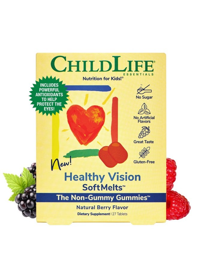 CHILDLIFE ESSENTIALS - CHILDLIFE ESSENTIALS Healthy Vision SoftMelts - Eye Vitamins for Kids, Lutein Gummies, Lutein and Zeaxanthin Supplements, Eye Health Gummies, Lutein Children, Great Taste - Natural Berry, 27 Tablets - Image 1