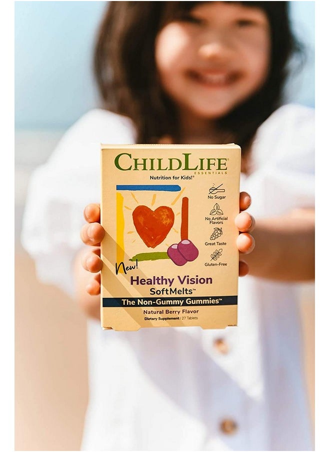CHILDLIFE ESSENTIALS - CHILDLIFE ESSENTIALS Healthy Vision SoftMelts - Eye Vitamins for Kids, Lutein Gummies, Lutein and Zeaxanthin Supplements, Eye Health Gummies, Lutein Children, Great Taste - Natural Berry, 27 Tablets - Image 1