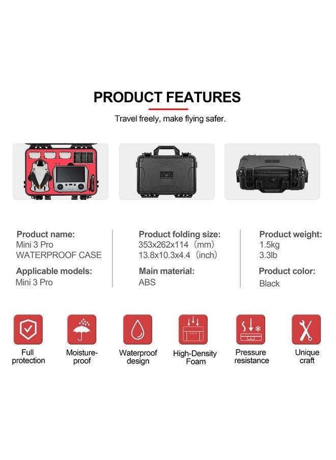 STARTRC Mini 3/Mini 3 Pro Case Waterproof Hard Carrying Case For Dji Mini 3/Mini 3 Pro Accessories (Mini 3 Pro Rc)  - Image 4