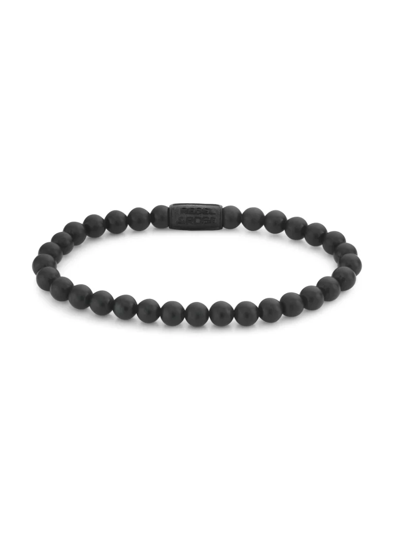 Rebel & Rose Mad Panther All-Black Beaded Bracelet, 6 mm Onyx Stones