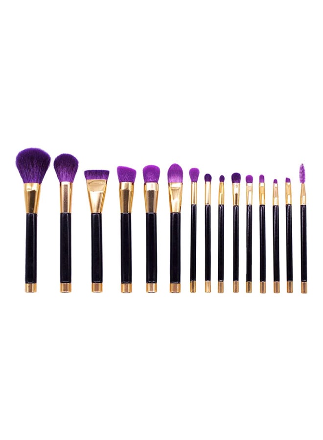 Loquat 15-Piece Professional Makeup Brush Set Black/Gold - Image 1