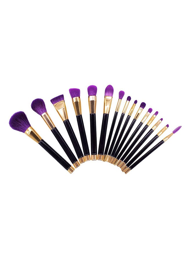 Loquat 15-Piece Professional Makeup Brush Set Black/Gold - Image 3