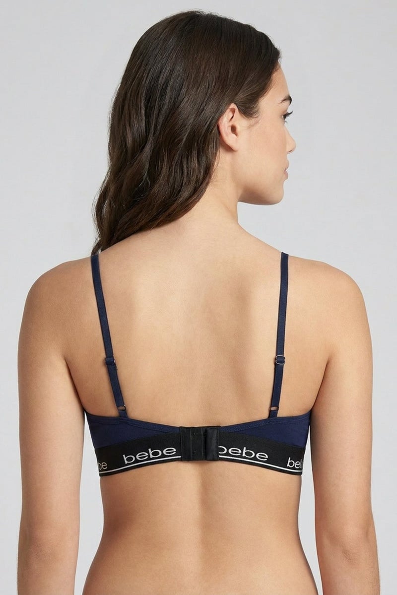 bebe Women Brand Logo Padded Bra, Navy - Image 2