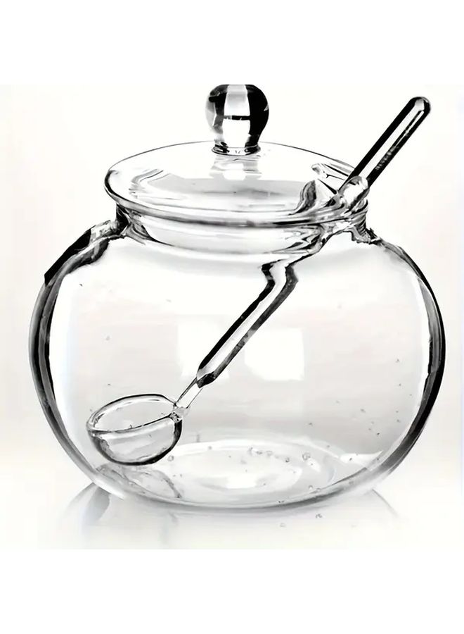 11.83oz 16.91oz Clear Glass Sugar Bowl With Spoon Transparent Kitchen Storage Jar For Spice Candy Cooking Home Organization Durable Easy To Clean - Image 1