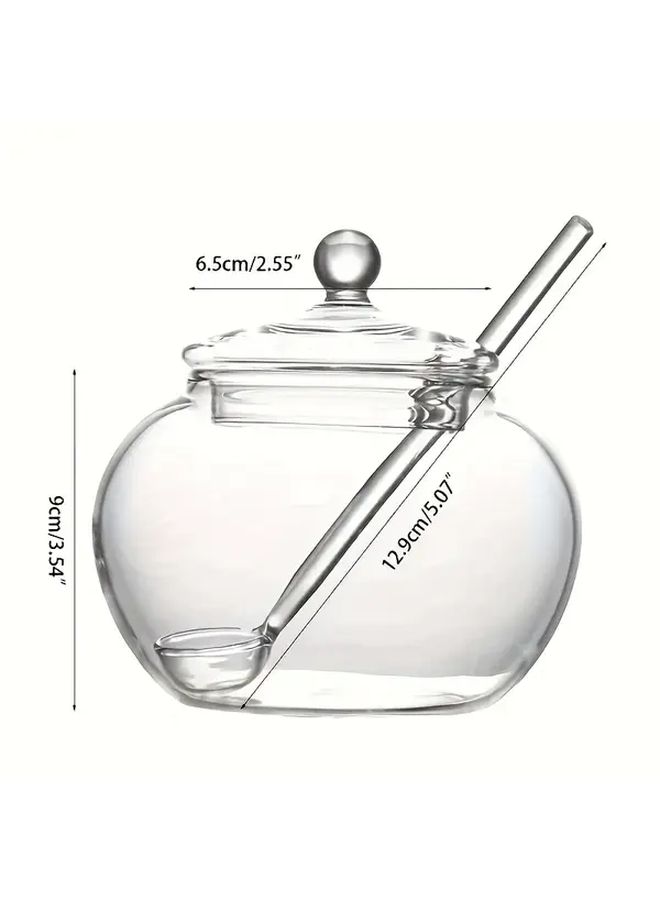 11.83oz 16.91oz Clear Glass Sugar Bowl With Spoon Transparent Kitchen Storage Jar For Spice Candy Cooking Home Organization Durable Easy To Clean - Image 2