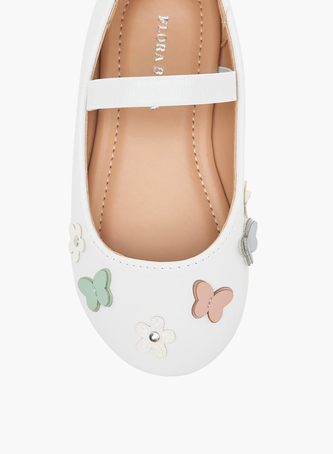 Flora Bella By Shoexpress Girls Ballerina Shoes With Elastic And Butterfly Details  - Image 4