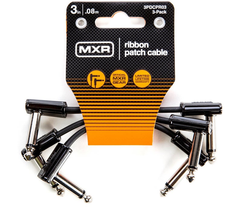 MXR 3PDCPR03 RIGHT ANGLE TO RIGHT ANGLE RIBBON PEDALBOARD PATCH CABLE - 3 INCH (3-PACK) - Image 1