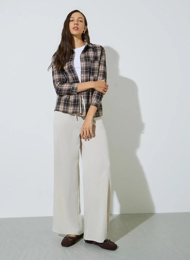 Styli Brown Plaid Long Sleeve Shirt