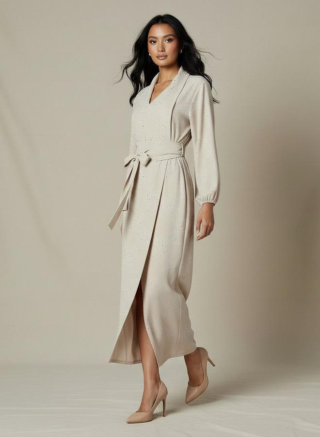 Iconic Wrap Midi Dress with Draped Pattern - Image 2
