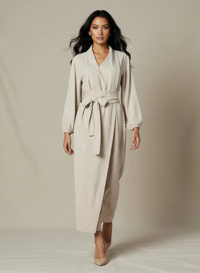 ايكونيك Iconic Wrap Midi Dress with Draped Pattern