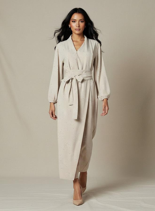 Iconic Wrap Midi Dress with Draped Pattern - Image 1