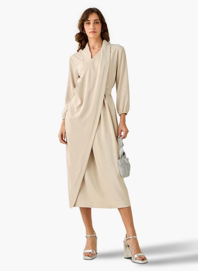 Iconic Wrap Midi Dress with Draped Pattern - Image 3