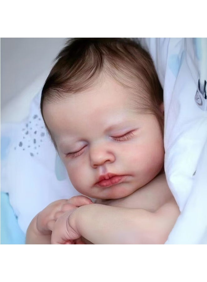 سكت شيكترو دمية ريبورن نائمة من السيليكون بالكامل، مقاس 18 بوصة، دمية ريبورن جذابة ونابضة بالحياة، مصنوعة يدويًا من السيليكون الناعم من الفينيل، تشبه الحياة، مجموعة لعب دمية حديثي الولادة. - Image 2