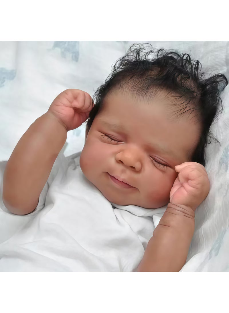 سكت شيكترو دمية ريبورن نائمة من السيليكون بالكامل، مقاس 18 بوصة، دمية ريبورن جذابة ونابضة بالحياة، مصنوعة يدويًا من السيليكون الناعم من الفينيل، تشبه الحياة، مجموعة لعب دمية حديثي الولادة. - Image 3