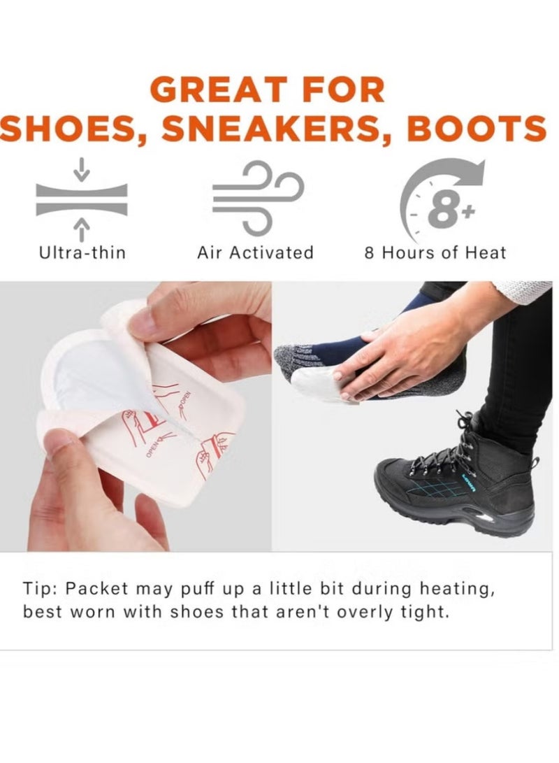 وسادات تدفئة للقدمين من هوت تو - 20 قطعة، وسادات تدفئة طبيعية لاصقة طويلة الأمد تُفعّل بالهواء للاستخدام مرة واحدة للأحذية والأحذية الطويلة - بدون رائحة ومريحة للعمل في الهواء الطلق والأنشطة الرياضية - Image 4